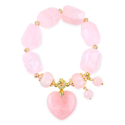 jakość  14MM Multi Facted Rose Quartz Stone Crystal Bracelet Heart Carving fabryka