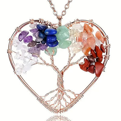 jakość  5*5cm Tree Of Life Necklace With Chakra Stones Pendant fabryka