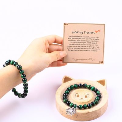 Ręcznie wykonana Okrągła Zielona10mm Tiger Eye Bead Bracelet Crystal Healing