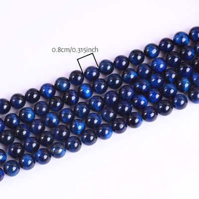 8mm Naturalny Ciemno Błękitny Tiger Eye Gemstone Kryształowy Kamień Królewski Perły Do Wytwarzania biżuterii