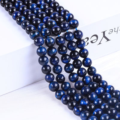 8mm Naturalny Ciemno Błękitny Tiger Eye Gemstone Kryształowy Kamień Królewski Perły Do Wytwarzania biżuterii