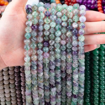 Naturalny kryształowy kamień szlachetny fluorytowy okrągły koralik do robienia biżuterii DIY