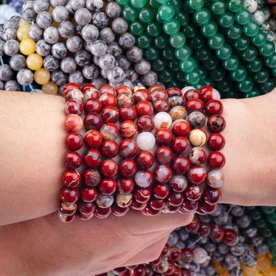 Czerwony jasper okrągły koralik naturalny kryształ kamienie szlachetne różne rozmiary koralików Luźne pręty koralików do robienia biżuterii DIY