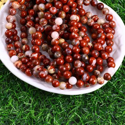 Czerwony jasper okrągły koralik naturalny kryształ kamienie szlachetne różne rozmiary koralików Luźne pręty koralików do robienia biżuterii DIY