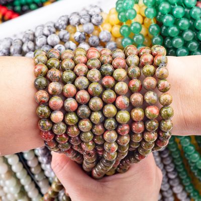 Unakite Round Bead Natural Crystal Gemstone Różne rozmiary wiązek wiązek wiązek do robienia biżuterii