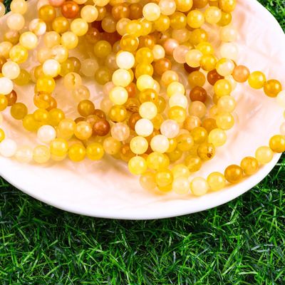 Ciemnożółty Jade Okrągła koralika naturalny kryształ kamienie szlachetne Różne rozmiary koralików Luźne pręty koralików do robienia biżuterii DIY