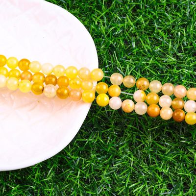 Ciemnożółty Jade Okrągła koralika naturalny kryształ kamienie szlachetne Różne rozmiary koralików Luźne pręty koralików do robienia biżuterii DIY