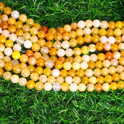 Ciemnożółty Jade Okrągła koralika naturalny kryształ kamienie szlachetne Różne rozmiary koralików Luźne pręty koralików do robienia biżuterii DIY