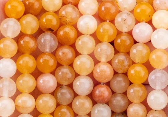 Ciemnożółty Jade Okrągła koralika naturalny kryształ kamienie szlachetne Różne rozmiary koralików Luźne pręty koralików do robienia biżuterii DIY