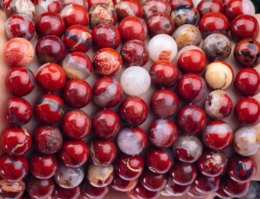 Czerwony jasper okrągły koralik naturalny kryształ kamienie szlachetne różne rozmiary koralików Luźne pręty koralików do robienia biżuterii DIY