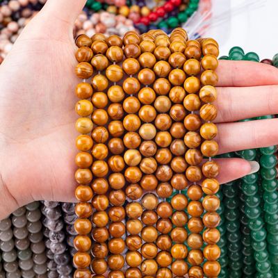 Żółte kolorowe korale z drewna naturalnego kryształu kamienia szlachetnego drewna jaspisu