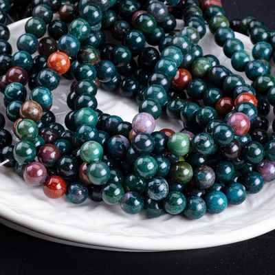Krwawy Kamień Okrągłe koralik naturalny kryształ kamienie szlachetne Luźne struny koralików do robienia biżuterii DIY
