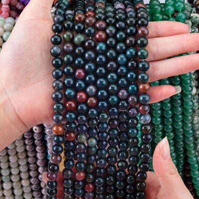 Krwawy Kamień Okrągłe koralik naturalny kryształ kamienie szlachetne Luźne struny koralików do robienia biżuterii DIY