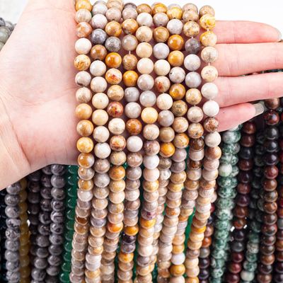Krzyzant Kamienny Krągłe koralik naturalny kryształ kamienie szlachetne Luźne struny koralików do robienia biżuterii DIY