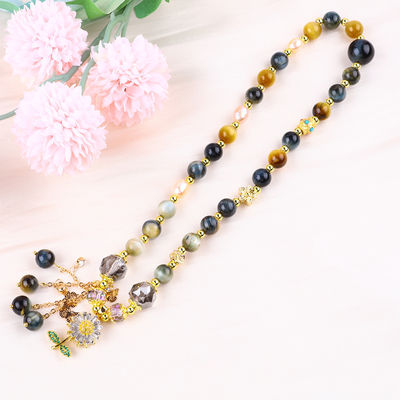 Unikalny 8mm z Dream Tiger Eye SunFlower Spinner Charm Blessing Crystal Dwuwarstwowa bransoletka