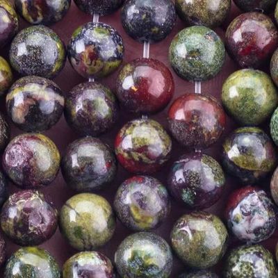 8 mm okrągły masywny Dragon Bloodstone Jasper Beads do robienia biżuterii