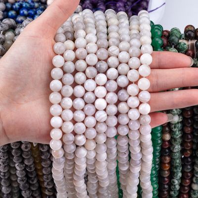 8 mm białe szaleńcze koronkę agatowe luźne koraliki OEM ODM dla rękodzieła DIY