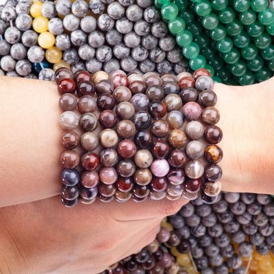 8MM drewniany jasper prawdziwy kryształ kamienie okrągłe luźne koraliki do ręcznie wykonanej biżuterii koraliki