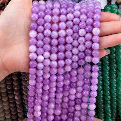 8mm Violet Jade Gemstone Beads Healing Crystal Stone Beads do robienia biżuterii