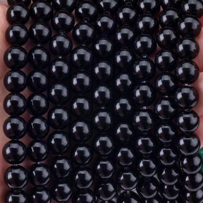 Naturalny kryształowy czarny obsydian 8 mm okrągły luźny koralik z kamienia szlachetnego do robienia biżuterii