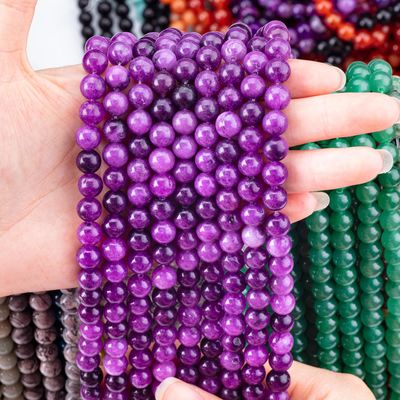 8 mm ciemnofioletowy jadeowy kamienie szlachetne Perły z kryształowego kamienia uzdrawiające Perły do robienia biżuterii