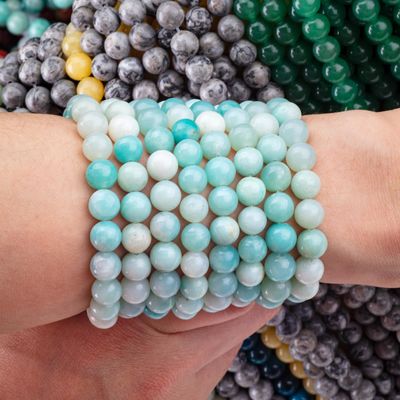 8 mm Błękitne Amazonite Perły z kamienia szlachetnego Perły z kryształu do robienia biżuterii