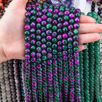 8mm Epidot klejnoty koraliki ciemny rubin Zoisite koraliki z kamieni szlachetnych uzdrawiający kryształowy kamień koraliki koraliki do tworzenia biżuterii