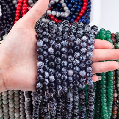 8mm Czarny płatek śniegu Obsydian kamienie szlachetne koraliki Kryształowe koraliki do robienia biżuterii