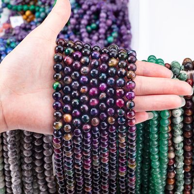 Naturalny kryształ kamienia szlachetnego Tygrystka Rainbow Eye Luźne struny korali Semi-drogocennego kamienia do robienia biżuterii DIY