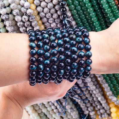 Naturalny kryształowy kamienie szlachetne tusz niebieskie tygrysowe oko luźne struny korali półszlachetny kamień do robienia biżuterii DIY