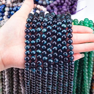 Naturalny kryształowy kamienie szlachetne tusz niebieskie tygrysowe oko luźne struny korali półszlachetny kamień do robienia biżuterii DIY
