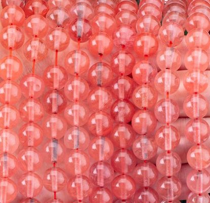 Rose Cherry Quartz Loose Bead Strands Semi Precious Stone Watermelon Red Quartz For DIY Jewelry Making