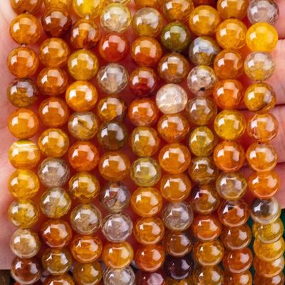 Duchowy Naturalny Ciemniejszy Żółty Dragon Agate 8MM Okrągła Luźna koralika Do Ręcznie Robionych biżuterii I Keychain
