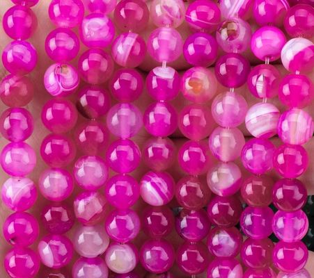 Naturalny Fuchsia Striped Agate Loose Bead Strands do robienia biżuterii