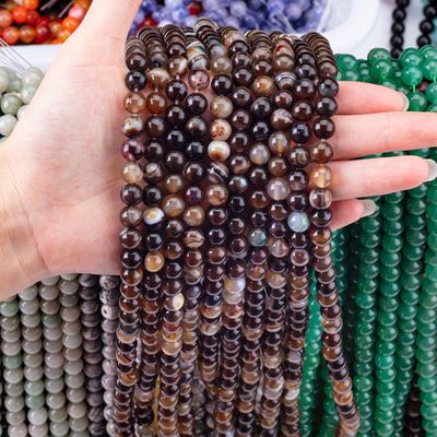 Kawy Stripped Agate Loose Bead Strands Semi Precious Stone do robienia biżuterii DIY