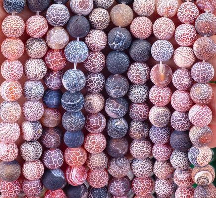 Dream Weathered Agate Loose Bead Strands Semi Precious Stone Matt Frosted Cracked Agate do robienia biżuterii DIY