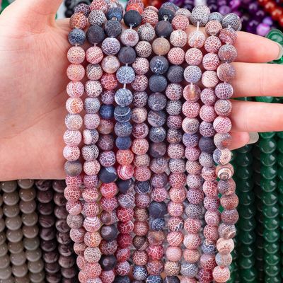 Dream Weathered Agate Loose Bead Strands Semi Precious Stone Matt Frosted Cracked Agate do robienia biżuterii DIY