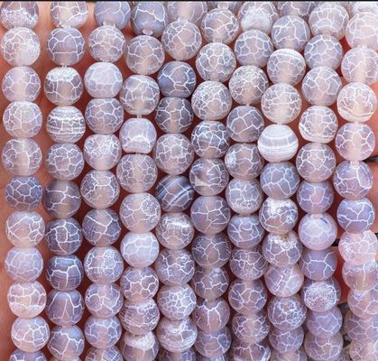 Szary Agat Odrzucony Węzły Wierzchłe Struny Semi Drogocennego Kamienia Matt Frosted Cracked Agate do robienia biżuterii DIY