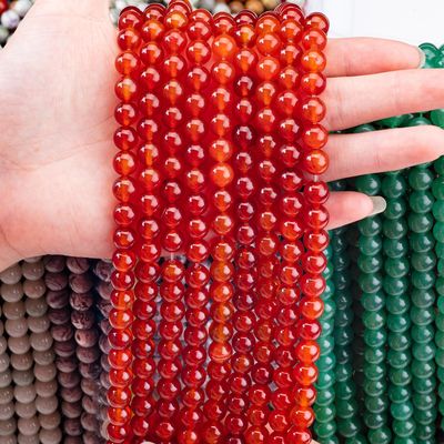 Czerwony Agat 8 mm Naturalny kamienie szlachetne Cornelian Krągłe korale Do biżuterii imprezowej