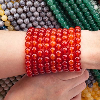 Czerwony Agat 8 mm Naturalny kamienie szlachetne Cornelian Krągłe korale Do biżuterii imprezowej
