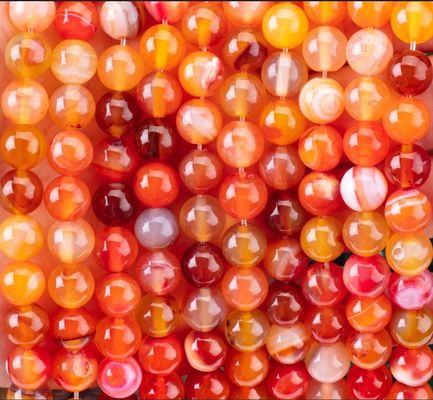 Pomarańczowe paski agatowe, wiązki wiązki półdrogocenne do robienia biżuterii