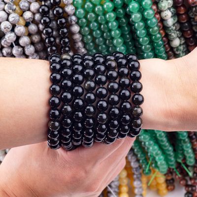 8mm Czarny onyks kamienie szlachetne koraliki Kryształowe koraliki do robienia biżuterii