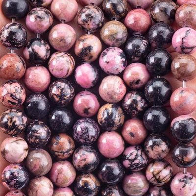 8mm Czarne paski Rhodocrosite Perły z kamienia szlachetnego Perły z kryształowego kamienia uzdrawiającego Perły do produkcji biżuterii