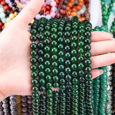 8MM Czarnobrązowy Jade Polerowany Gładki Okrągły Kształt
