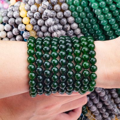 8MM Czarnobrązowy Jade Polerowany Gładki Okrągły Kształt