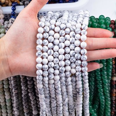 Kryształowy kamień 8mm Howlite okrągły kształt kamienie szlachetne Luźne koralik do robienia naszyjnika bransoletki