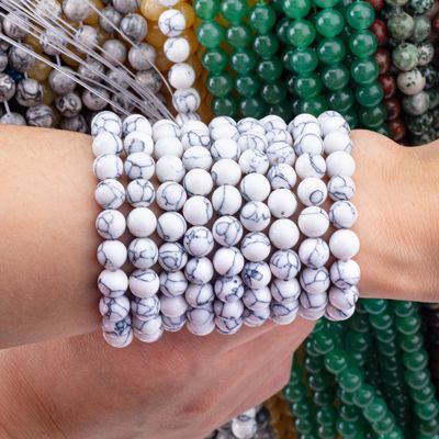 Kryształowy kamień 8mm Howlite okrągły kształt kamienie szlachetne Luźne koralik do robienia naszyjnika bransoletki