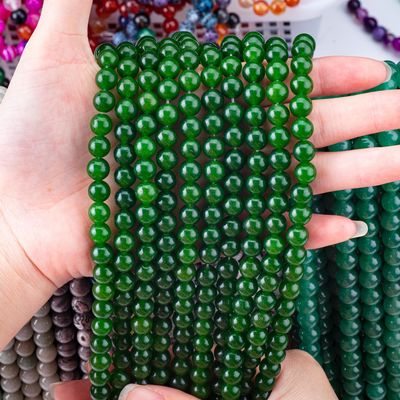 Zielonego Jadu Luźne Bulk Round Bead Custom Wielowymiarowe korale do robienia biżuterii