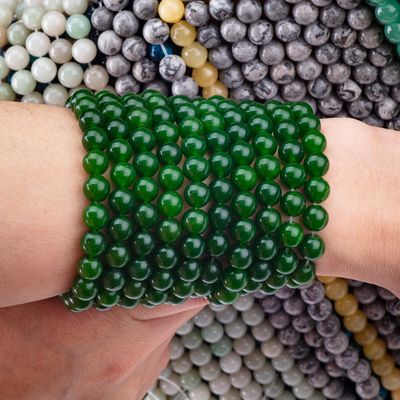 Zielonego Jadu Luźne Bulk Round Bead Custom Wielowymiarowe korale do robienia biżuterii