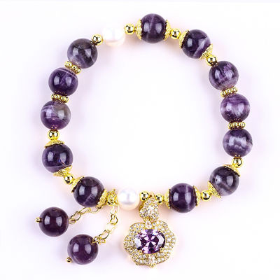 10mm Bead Dream Amethyst Stone Stretch Bracelets Z Purple Bling Bling Charm